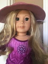 AMERICAN GIRL DOLL Truly Me #78, blonde,green eyes,Chrissa tagged Outfit+Hat
