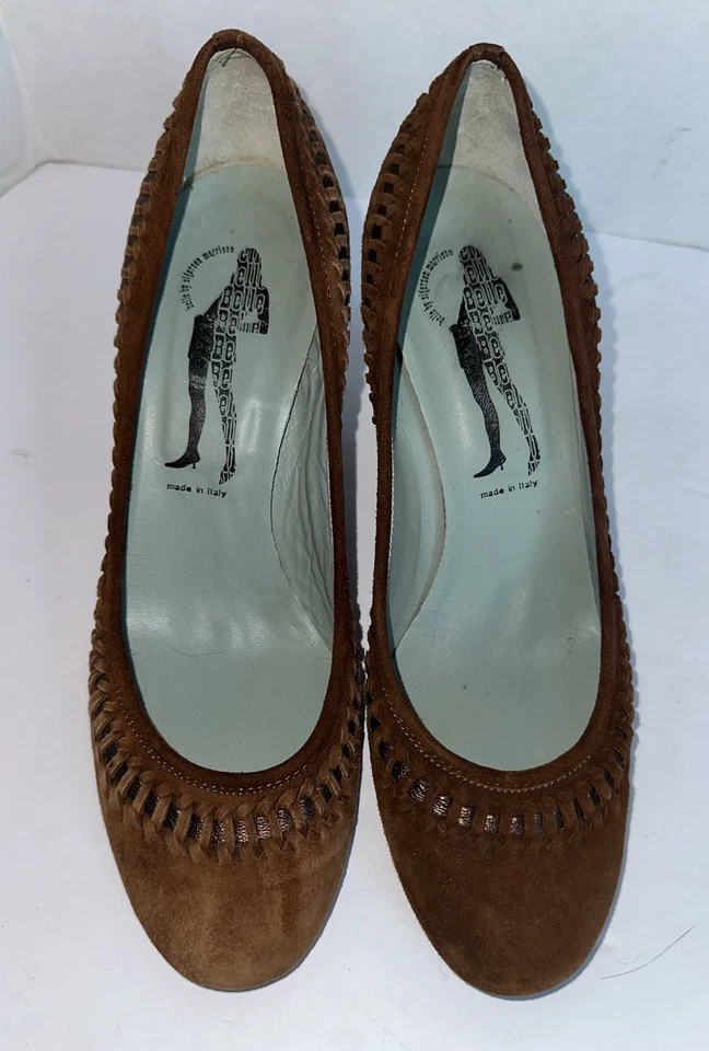 Zapatos de salón Belle By Sigerson Morisson marrón gamuza diseñador talla 8,5 B Italia Foto 2 de 4