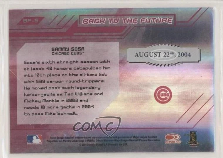 2004 Donruss Elite Back to the Future Red Cal Ripken World Series Sammy Sosa - Image 2 of 2