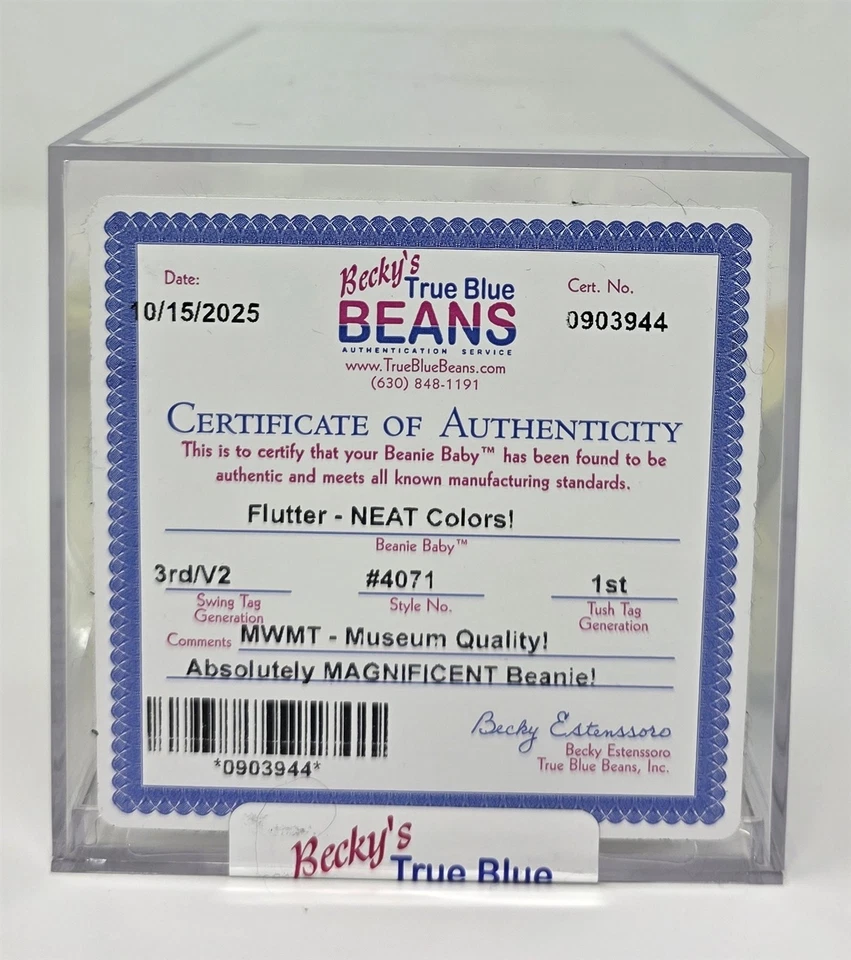 Authenticated Flutter Butterfly Ty Beanie Baby 3rd 1st Gen MWMT - Image 2 of 4