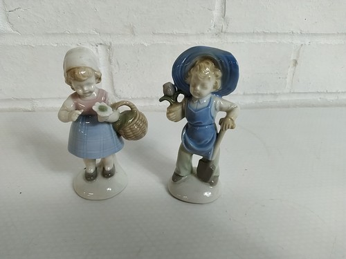 Paar bezaubernde deutsche Porzellanfiguren - Mädchen & Korb, Junge Gartenarbeit - Bild 10 von 10