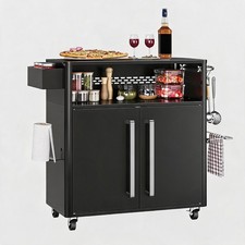 Outdoor Kitchen Island BBQ Grill Cart Prep Ta...