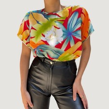 80s Vintage Tropic al Print Silk Blouse Liz Claiborne