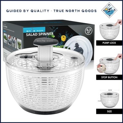 Large Salad Spinner with One-Hand Operation for Quick Washing & Drying