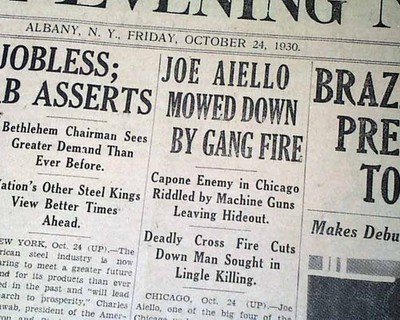 JOE AIELLO Sicilian Mafia Leader Al Scarface Capone Rival MURDER 1930 Newspaper