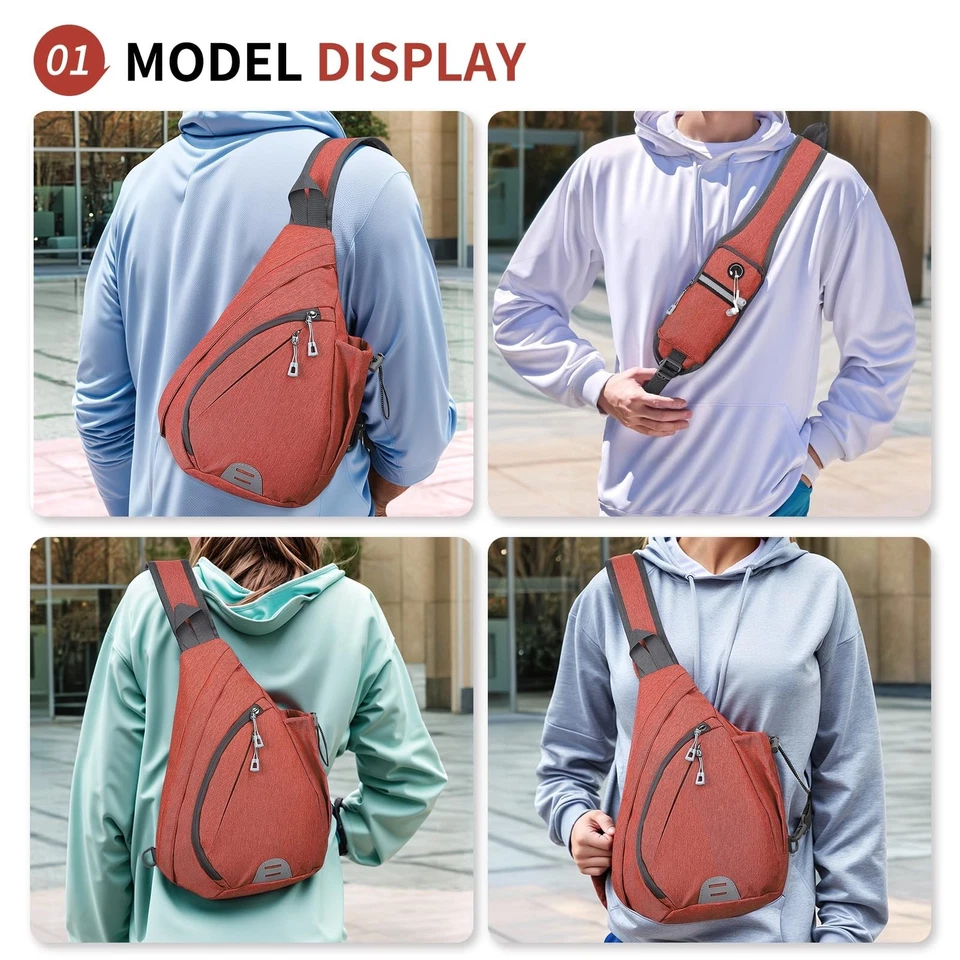 Bolso Bandolera Pequeño Bolso Senderismo 9.36L Bolso de Hombro con Conector para Auriculares,... Foto 2 de 4