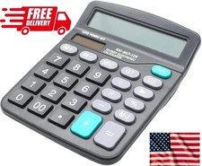 Dual Power Desktop Calculator – 12-Digit Large Display & Big Buttons