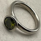 Sterling silver '925' and round peridot stone ring band size N stacking layering