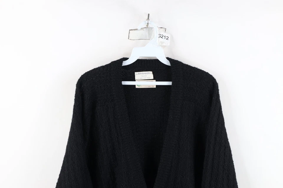 Cárdigan Suéter Tejido Lana Mohair Pesado L Rockabilly Años 50 60 De Colección EE. UU. Negro Foto 2 de 4