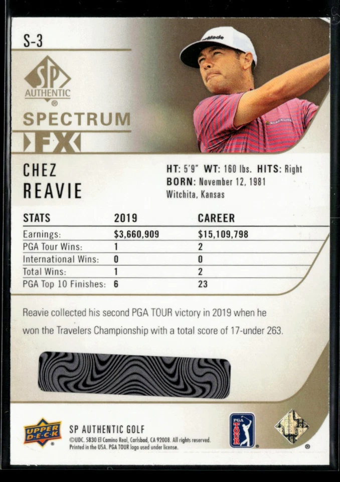 2021 SP Authentic Spectrum FX #S-3 Chez Reavie - Image 2 of 2