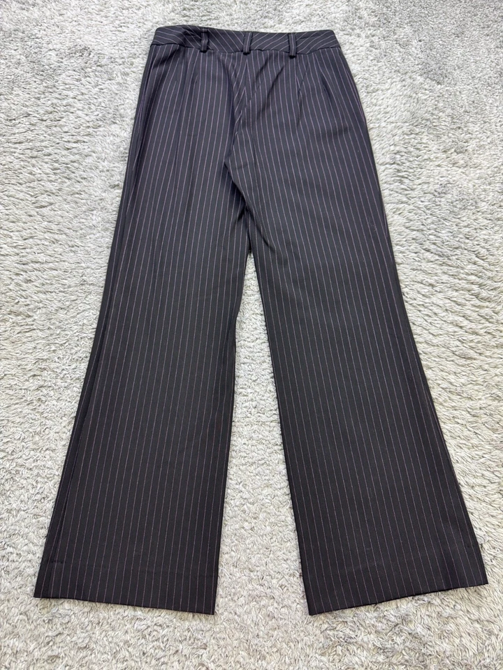 INC International Concepts女式2黑色条纹喇叭裤高腰长裤 — 第 2/4 张图片