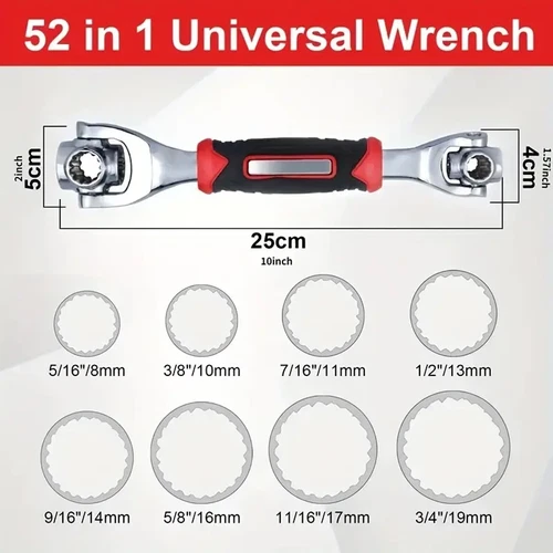 52 in 1 Universal Wrench Multi-Function Socket Tiger Spanners Adjustable Tools - Picture 11 of 14