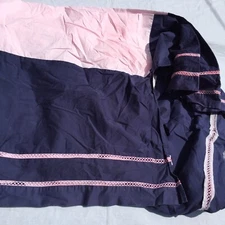 Frontgate Navy with Pink King Size Bedskirt 100% Egyptian Cotton