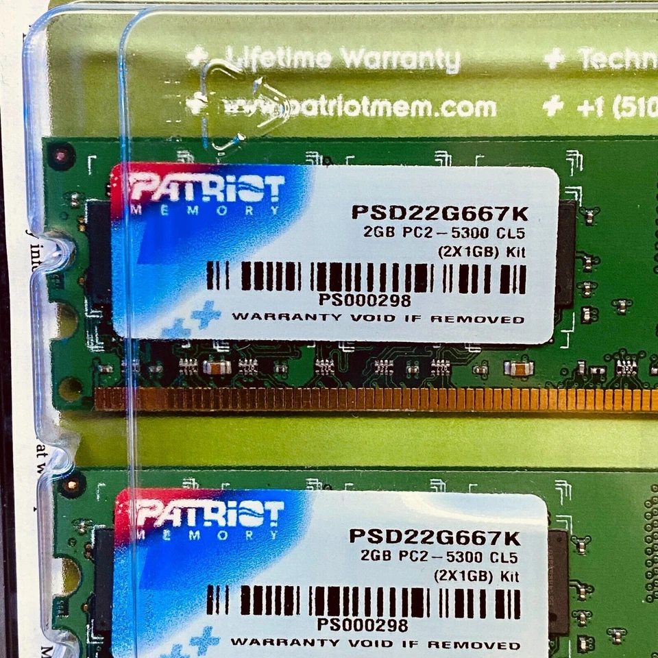 Patriot Kit of 2 (2x1GB) PSD22G667K 2GB PC2-5300 Memory - Image 3 of 4
