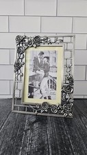 4x6 Rose Flowers Picture Frame Antique Pewter Finish Lacquer Coated Hand Polish
