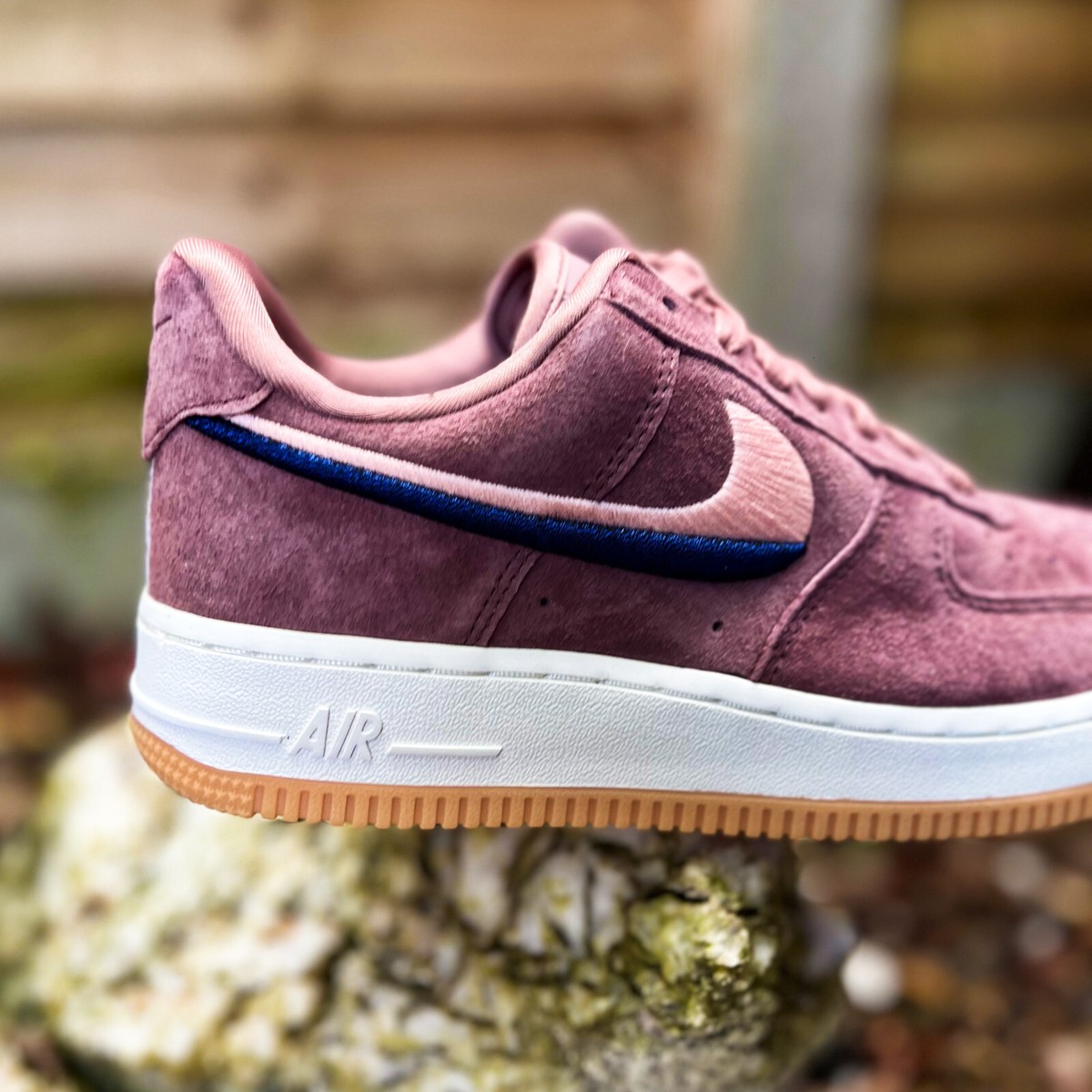 nike mauve air force 1 trainers with gum sole