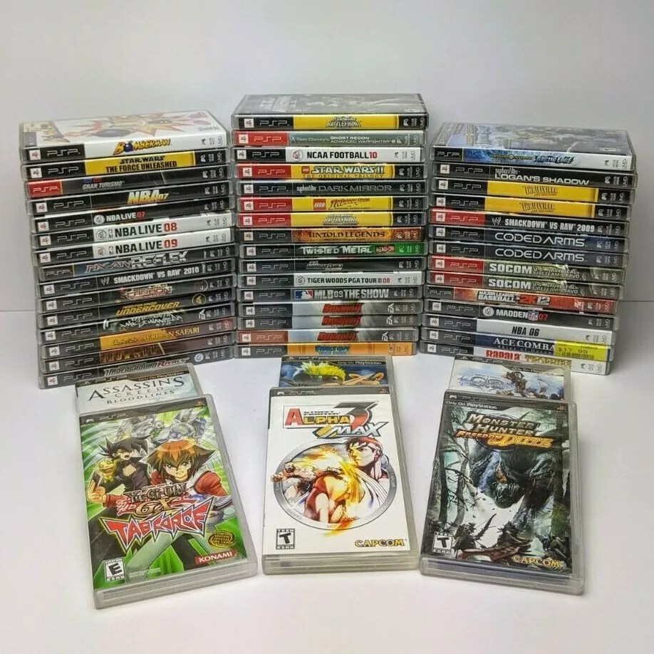 Huge Selection EMPTY PSP Game Cases SEVERAL WITH MANUALS Yu-Gi-Oh Street  Fighter