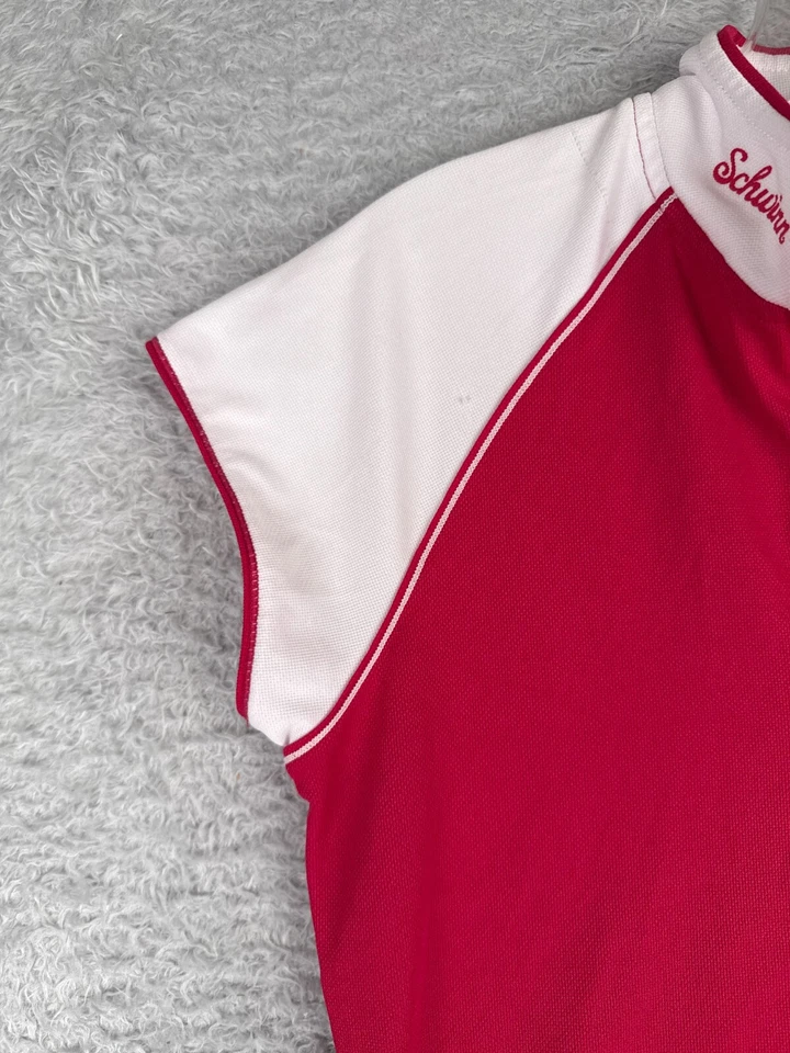 Camiseta deportiva de ciclismo Schwinn para mujer pequeña roja blanca 1/4 cremallera manga corta poliéster Foto 3 de 4