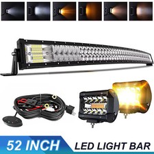 52 Inch Curved Led Light Bar Spot Flood Combo Offroad Driving Truck Roof 4wd