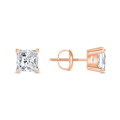 1 kt Princess Lab Created gewachsene Diamant Ohrringe Ohrstecker 14 K Rotgold kostenloser Versand Korb