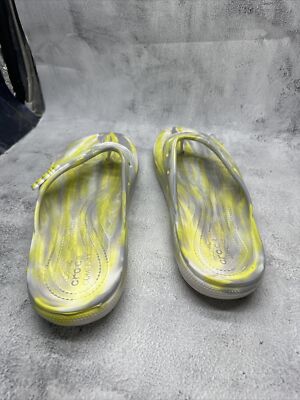 Crocs Classic Marbled Clog Yellow Grey Slip On Flip Flops  display picture 2