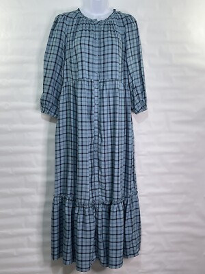 Isabel Maternity Women's Sz M Blue Plaid Ruffle Button Pockets Maxi Dress | eBay Isabel Maternity Women's Sz M Blue Plaid Ruffle Button Pockets Maxi Dress | eBay