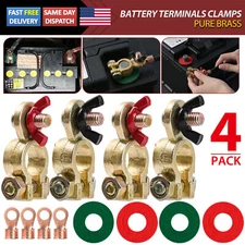 Heavy Duty Car Battery Terminal Connector Positive Negative 12V Brass Clamps 4x