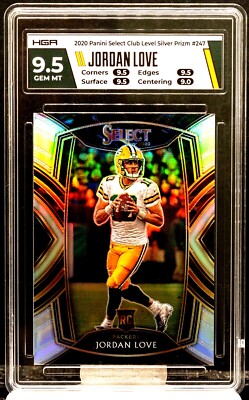 Jordan Love 2020 Panini Select Silver PRIZM Rookie HGA9.5!Packers QB RC Future