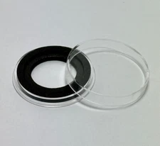 AirTite DoubleRing Coin Capsule for 2 oz HighRelief-X6D39mm + 30mm Black, Qty 10