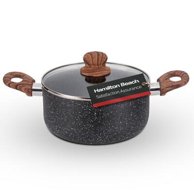 Hamilton Beach 3 Quart Aluminum Nonstick Marble Coating Heating Round Dutch Oven