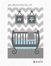 Grey Chevron Baby Boy Crib Needlepoint Kit or Canvas