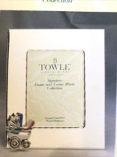 Towel Vintage silver Picture baby carriage frame 3 1/2 x 5 NIB 1989