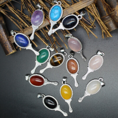 Natural Witch Magic Mirror Crystal Pendant Stone Quartz Reiki Gift for  Necklace