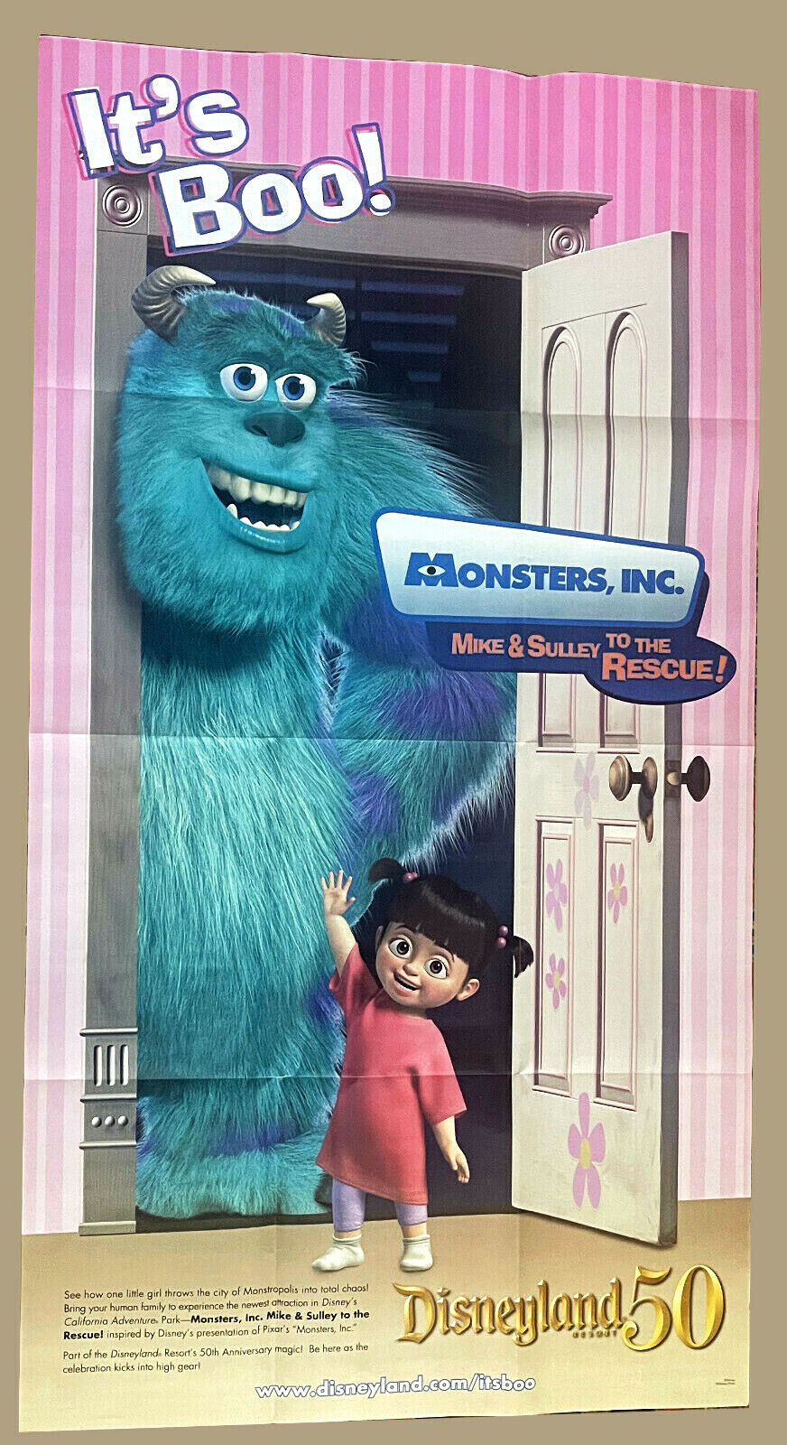 Disneyland Monsters Inc Attraction Ride Poster 2005 Mike 'n Sulley to the  Rescue