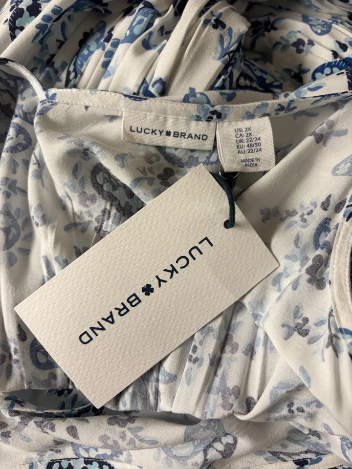 Maxi Vestido Lucky Nuevo Azul Blanco Cachemira Talla 2X Crucero Costero Foto 4 de 4