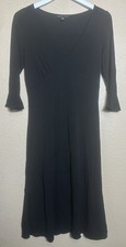 Banana Republic Black Fit & Flare Dress Flare Sleeves Knee Length Size M Medium