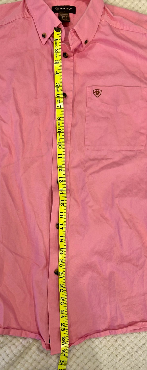 Ariat Men's Medium Pink Solid Twill Button Down S… - image 4