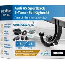 ANHÄNGERKUPPLUNG für Audi A5 Sportback 8TA 09-17 starr BRINK +13pol ESatz JAEGER