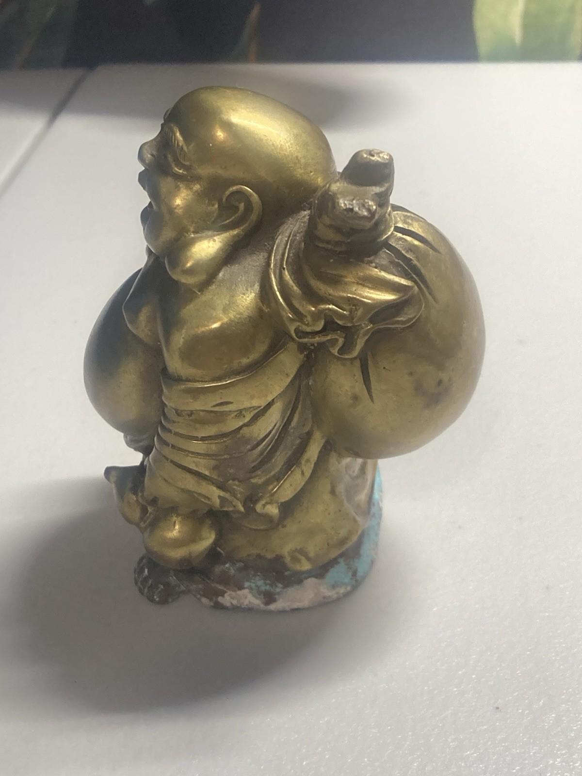 Solid Brass Laughing Buddha Statue 3” Tall 1.5 Lbs 