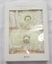 Miss To Mrs. Women's Lace Wedding Garter Set AP2 Ivory White One Size NWT