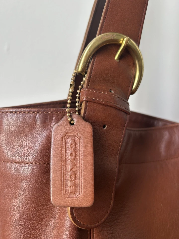 Bolso de Mano COACH Vintage Años 90 Lona SOHO XL Cuero Tostado Británico 4082 1996 PLS LEER Foto 3 de 4