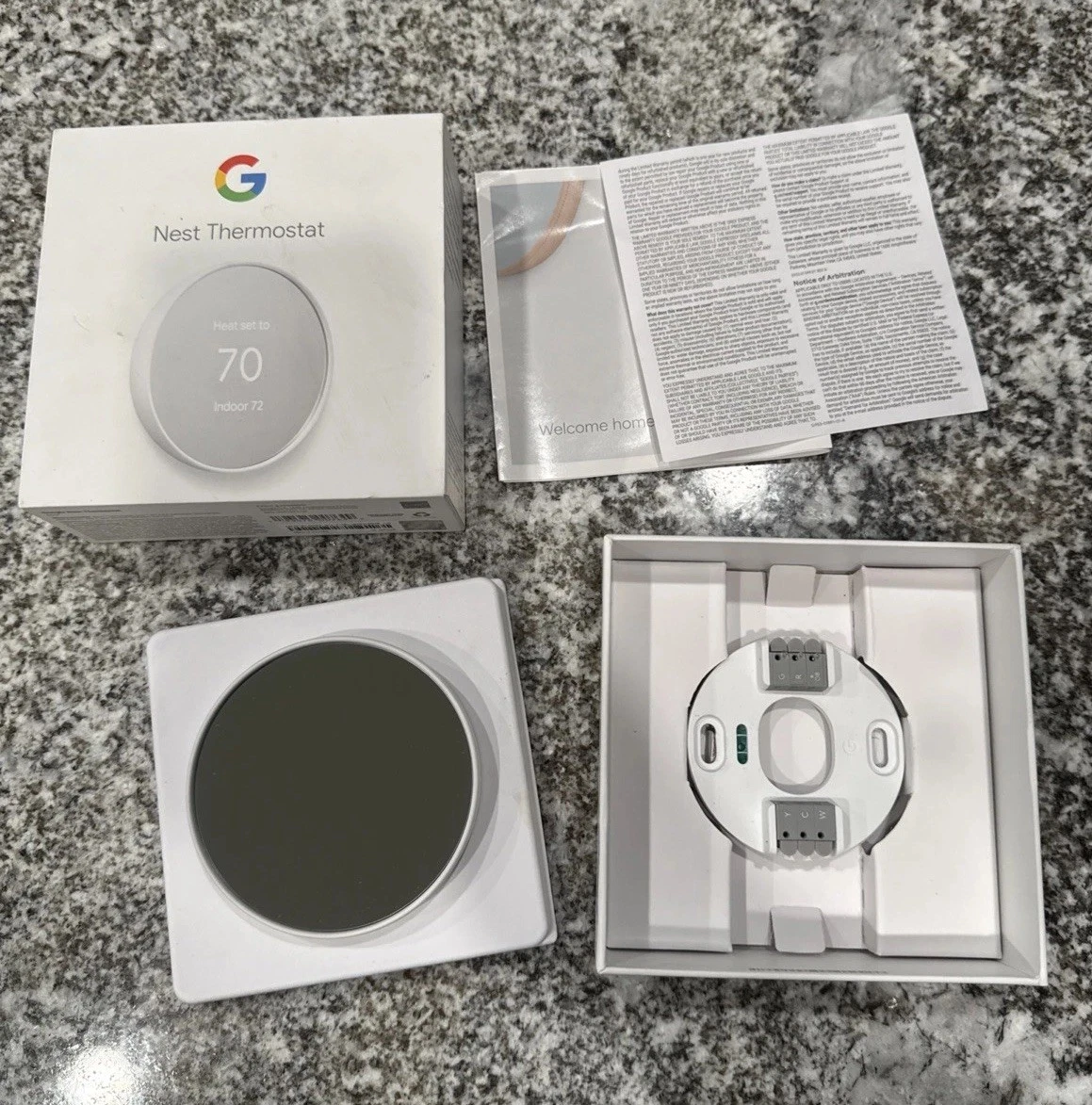 Google Nest Smart Thermostat Snow GA01334-US Very Good Preowned In Box Working
