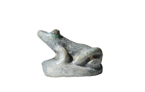 Ancient Egyptian Faience Frog Amulet Seal Eye of Horus Wedjat 1st Millennium BC