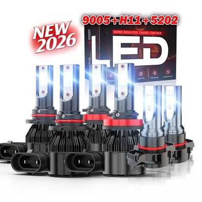For Chevy Tahoe 2007 2008-2014 6500K Combo LED Headlights Bulbs +Fog Light Kit