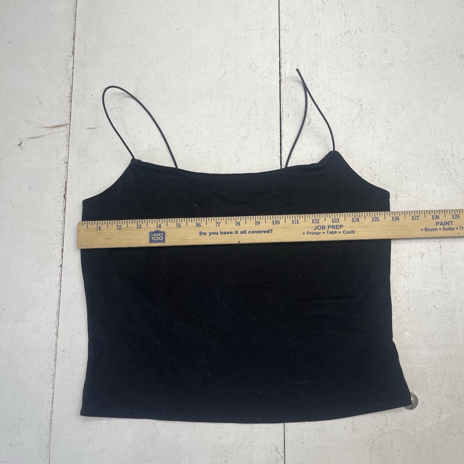 Gaze Solid Black Cropped Spaghetti Strap Stretch … - image 5