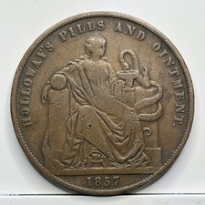 1857 Australia Professor Holloway Penny Coin - gF - London Emergency Coinage