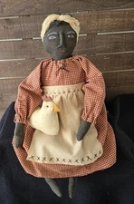 primitive doll, black folk art , handmade, collectible, home decor, OOAK,