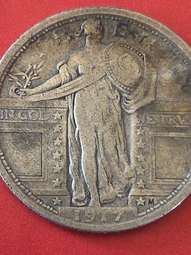 1917-P Type 1 Standing Liberty Quarter VF +