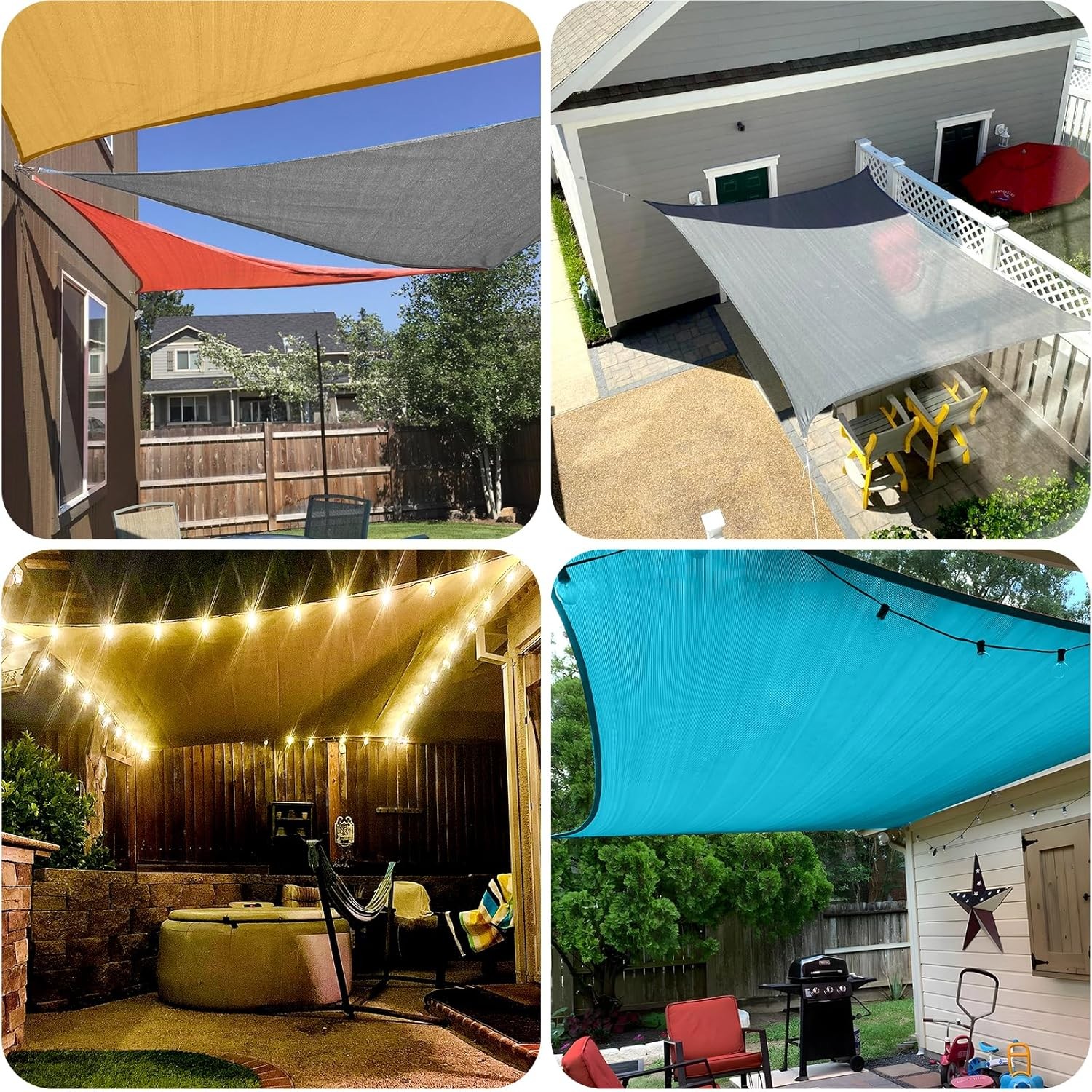 16' x 20' Grey Rectangle Sun Shade Sail Canopy Outdoor Patio Fabric Screen