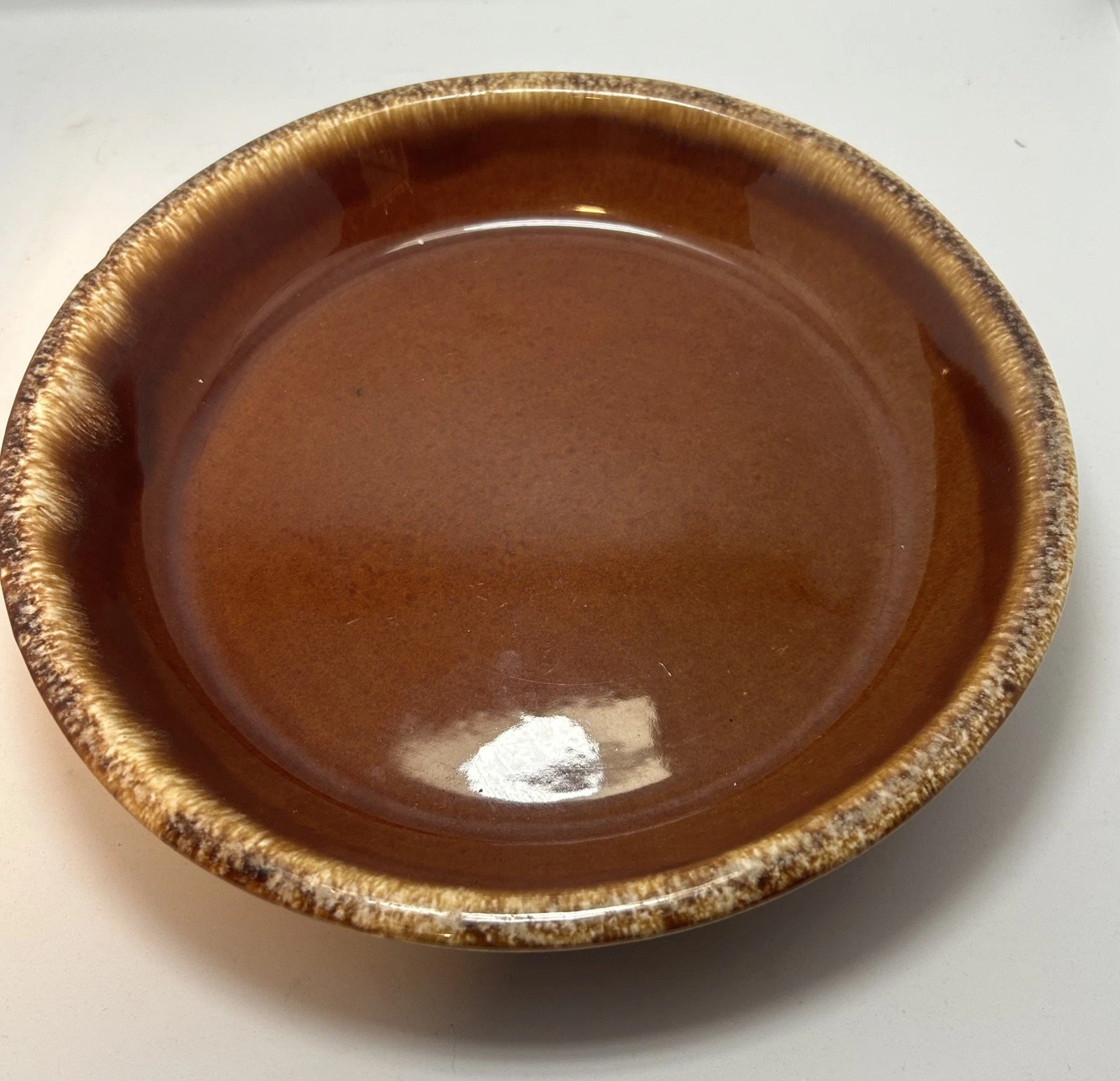 VINTAGE HULL POTTERY BROWN DRIP PIE BAKING DISH 9 1/2" USA OVEN PROOF